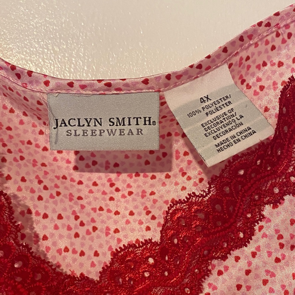 Jaclyn Smith Pink and Red Lace Chemise